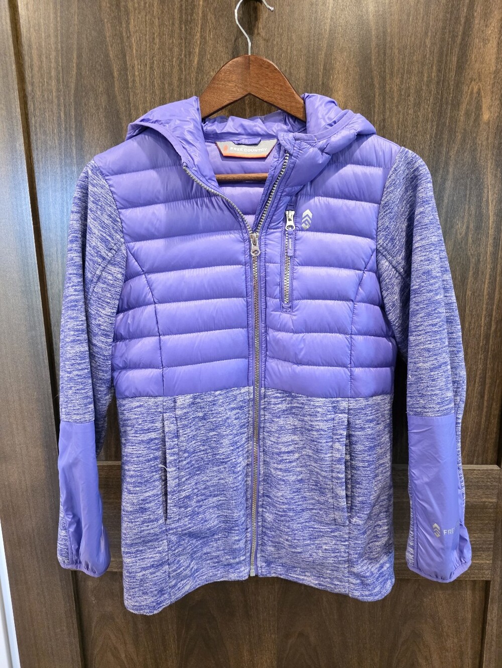Free Country Girls L 14/16 Purple Quilted Fleece Jacket With Hood